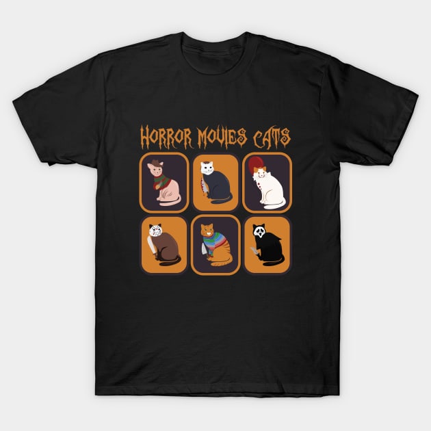 Horror movies cats - spooky vintage cards T-Shirt by LittleAna